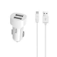 АЗП Hoco Z2A two-port Car charger set with Micro cable 2USB 2.4A Білий АЗП Hoco Z2A two-port Car charger set with Micro cable 2USB 2.4A Білий