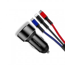 АЗП WUW T44 (with 2.4A 3 - in - 1 fast charging cable) Чорний АЗП WUW T44 (with 2.4A 3 - in - 1 fast charging cable) Чорний