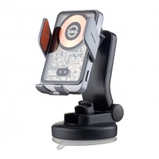 Холдер Hoco HW8 Transparent Discovery Edition wireless fast charg car holder (console) Темно-сірий
