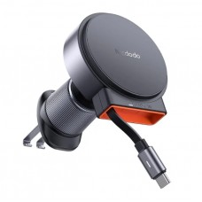 Холдер McDodo 15W Magnetic Wireless Car Charger with retractable cable Чорний