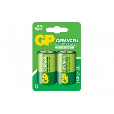 Батарейки GP ЗеленийCELL 1.5V Сольові, 13G - U2, R20, D 2 шт.
