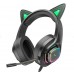 Навушники Hoco W107 Cute cat luminous cat ear gaming headphones Elf cat