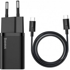 МЗП Baseus Super Si Quick Charger with Mini Cable Type-C to Type-C 3A 25W EU Sets Чорний МЗП Baseus Super Si Quick Charger with Mini Cable Type-C to Type-C 3A 25W EU Sets Чорний