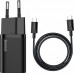 МЗП Baseus Super Si Quick Charger with Mini Cable Type-C to Type-C 3A 25W EU Sets Чорний