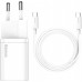 МЗП Baseus Super Si Quick Charger with Mini Cable Type-C to Type-C 3A 25W EU Sets Білий