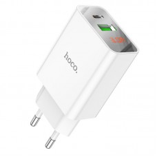 МЗП Hoco C100A PD20W + QC3.0 charger with digital display ( EU ) Білий МЗП Hoco C100A PD20W + QC3.0 charger with digital display ( EU ) Білий