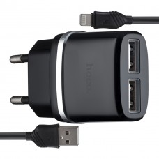 МЗП Hoco C12 Smart dual USB charger set with Lightning cable ( EU ) 2USB 2.4A Чорний МЗП Hoco C12 Smart dual USB charger set with Lightning cable ( EU ) 2USB 2.4A Чорний