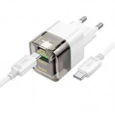 МЗП Hoco C131A Platinum dual-port PD30W+QC3.0 charger set(Type-C to Type-C)(EU) Transparent Чорний МЗП Hoco C131A Platinum dual-port PD30W+QC3.0 charger set(Type-C to Type-C)(EU) Transparent Чорний