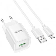СЗУ Hoco C145A Charm single port QC3.0 charger set(Micro)(EU) Білий