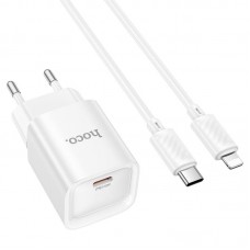 СЗУ Hoco C146A Charm single port PD20W charger set(Type-C to iP)(EU) Білий