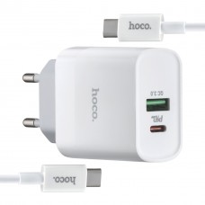 МЗП Hoco C80A Rapido PD20W + QC3.0 charger set Type-C to Type-C ( EU ) Білий