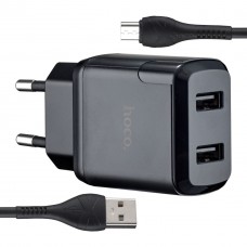 МЗП Hoco N7 Speedy dual port charger set Lightning ( EU ) Чорний МЗП Hoco N7 Speedy dual port charger set Lightning ( EU ) Чорний