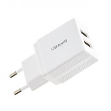 МЗП USAMS CC090 T24 2.1A Dual USB Travel Charger EU Білий МЗП USAMS CC090 T24 2.1A Dual USB Travel Charger EU Білий
