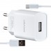 МЗП USAMS T21 Charger kit- T18 single USB EU charger + Micro cable Білий