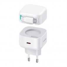 МЗП USAMS US-CC202 PD35W Dual 2C Output GaN Fast Charger With Type-C Magnetic Retractable Cable Module (EU) Білий МЗП USAMS US-CC202 PD35W Dual 2C Output GaN Fast Charger With Type-C Magnetic Retractable Cable Module (EU) Білий