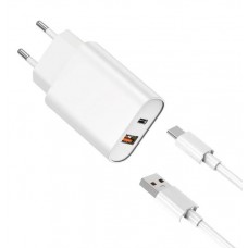 МЗП WIWU Wi-U002 PD QC charger set with EU plug Type C to Lightning Білий МЗП WIWU Wi-U002 PD QC charger set with EU plug Type C to Lightning Білий