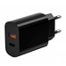 МЗП WIWU Wi-U002 PD QC charger set with EU plug USB to Type C Чорний