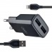 МЗП XO L92C EU dual 2.4A Charger with Lightning cable ( NB103 ) Чорний