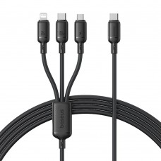 Кабель 3 в 1 Baseus Silky One-for-Three Fast Charging Cable USB-A to M+L+C 100W 1.5m Чорний