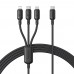 Кабель 3 в 1 Baseus Silky One-for-Three Fast Charging Cable USB-A to M+L+C 100W 1.5m Чорний