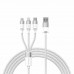 Кабель 3 в 1 Baseus Silky One-for-Three Fast Charging Cable USB-A to M+L+C 100W 1.5m Білий