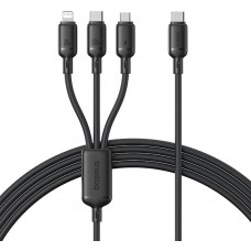 Кабель 3 в 1 Baseus Silky One-for-Three Fast Charging Cable USB-C to M+L+C 100W 1.5m Чорний