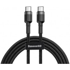 Кабель Baseus Cafule Cable Type-C For Type-C PD2.0 60W flash charging data line (20V 3A) 2m Сірий+Чорний