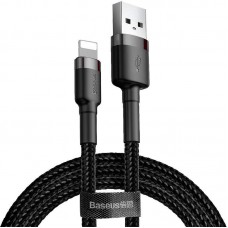 Кабель Baseus cafule Cable USB For lightning 2.4A 0.5m Сірий+Чорний