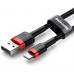 Кабель Baseus cafule Cable USB For lightning 2.4A 1M Червоний + Чорний