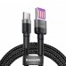 Кабель Baseus Cafule HW Quick Charging Data cable For Type-C 40W 1m Сірий Чорний