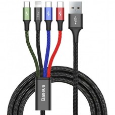 Кабель Baseus Fast 4-in-1 Cable For iP + Type-C ( 2 ) + Micro 3.5A 1.2m Чорний