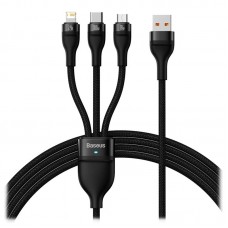 Кабель Baseus Flash Series Ⅱ One-for-three Fast Charging Data Cable USB to M + L + C 100W 1.2m Чорний
