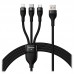 Кабель Baseus Flash Series Ⅱ One-for-three Fast Charging Data Cable USB to M + L + C 100W 1.2m Чорний