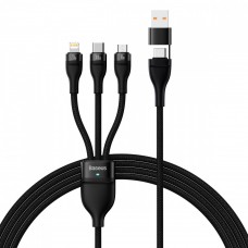 Кабель Baseus Flash Series Ⅱ Two-for-three Charging Cable USB + Type C to M + L + C 100W 1.2m Чорний