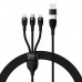 Кабель Baseus Flash Series Ⅱ Two-for-three Charging Cable USB + Type C to M + L + C 100W 1.2m Чорний