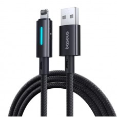 Кабель Baseus Lit Button-Control Fast Charging Data Cable USB-A to iP 2.4A 1m Чорний