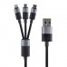 Кабель Baseus StarSpeed 1-for-3 Fast Charging Data Cable USB to M + L + C 3.5A 1.2m Чорний