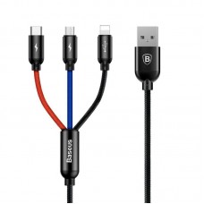 Кабель Baseus Three Primary Colors 3-in-1 Cable Чорний