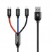 Кабель Baseus Three Primary Colors 3-in-1 Cable Чорний