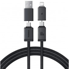 Кабель Baseus Versatile Two-for-Two Fast Charging Cable U+C to C+L 60W 1m Cosmic Чорний
