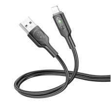Кабель Hoco U120 Transparent explore intelligent power-off charging data cable iP Чорний