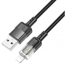 Кабель Hoco U129 Spirit transparent charging data cable iP Чорний