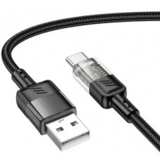Кабель Hoco U129 Spirit transparent charging data cable Type-C Чорний