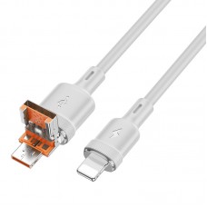 Кабель Hoco U131 Afortunado 2-in-1 charging data cable USB/Type-C to iP Сірий