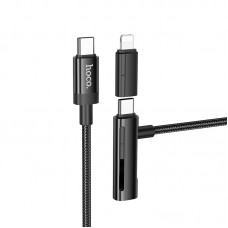 Кабель Hoco U135 IncЧервонийible 2-in-1charging data cable Type-C to iP/Type-C Чорний