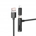 Кабель Hoco U135 IncЧервонийible 2-in-1charging data cable USB to iP/Type-C Чорний
