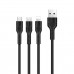 Кабель Hoco U31 Benay one pull three charging cable, Lightning + Micro + Type-c Чорний