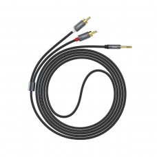 Кабель Hoco UPA10 double lotus rca audio cable 3.5mm Сірий