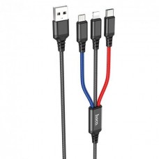 Кабель Hoco X76 3-in-1 Super charging cable ( iP + Type-C + Micro ) Чорний