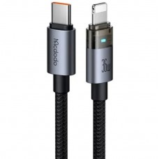 Кабель McDodo 36W USB-C to Lightning Transparent Cable with Charging Light 1.2m CA-6940 Чорний